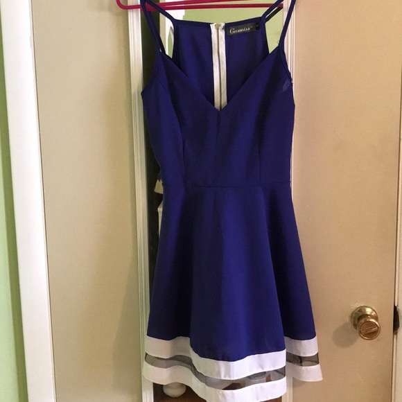 navy blue and white sundress